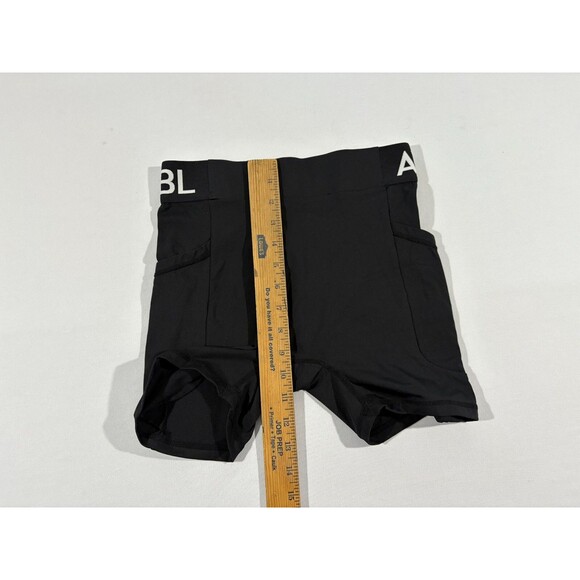 AYBL Womens Logo Black Activewear Workout Bike Yoga Running Stretch Shorts Sz S - Picture 5 of 8